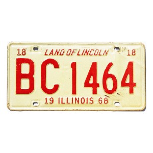 1968 Illinois License Plate #BC1464