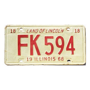 1968 Illinois License Plate #FK594