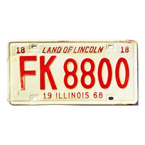 1968 Illinois License Plate #FK8800