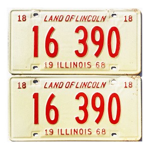 1968 Illinois License Plates Pair #16390
