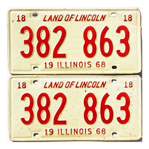 1968 Illinois License Plates Pair #382863