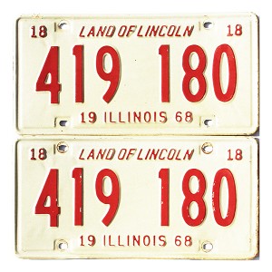 1968 Illinois License Plates Pair #419180
