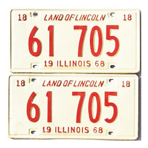 1968 Illinois License Plates Pair #61705