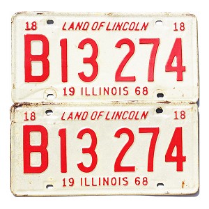 1968 Illinois Truck License Plates Pair #B13274