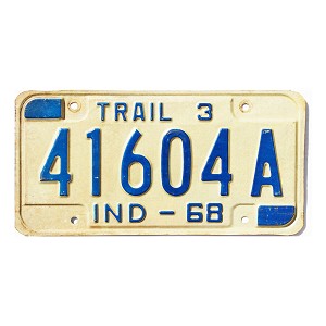1968 Indiana Trailer License Plate #41604A