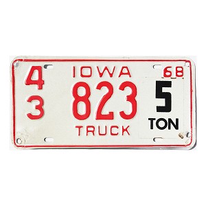 1968 Iowa Truck License Plate #43823