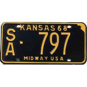 1968 Kansas License Plate #797