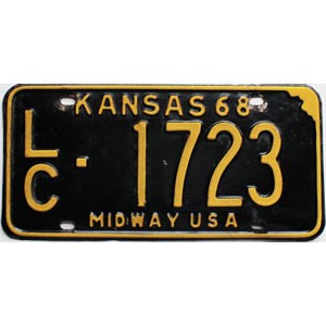 1968 Kansas License Plate #1723
