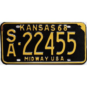 1968 Kansas License Plate #22455