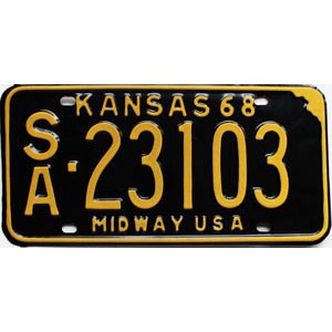 1968 Kansas License Plate #23103