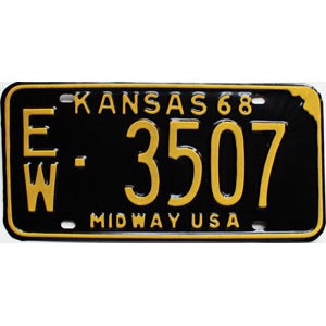 1968 Kansas License Plate #3507