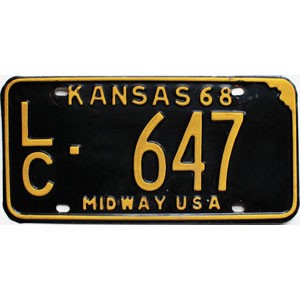 1968 Kansas License Plate #647