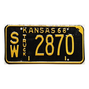 1968 Kansas Truck License Plate #2870