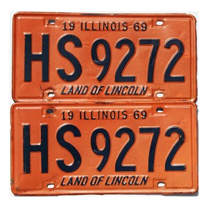 1969 Illinois License Plates Pair #HS9272