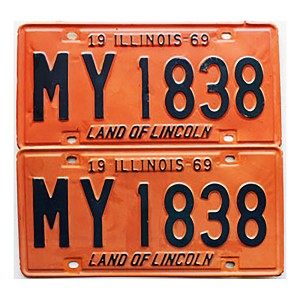 1969 Illinois License Plates Pair #MY1838