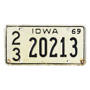 1969 Iowa License Plate #20213