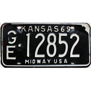 1969 Kansas License Plate #12852
