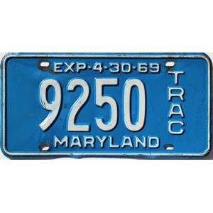 1969 Maryland Tractor License Plate #9250
