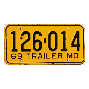 1969 Missouri Trailer License Plate #126014