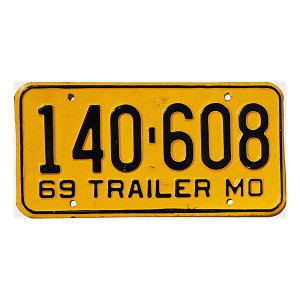 1969 Missouri Trailer License Plate #140608