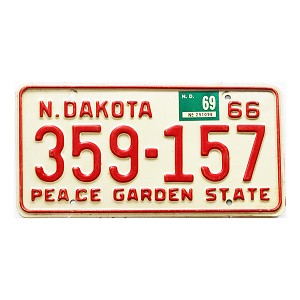1969 North Dakota License Plate #359157