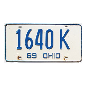 1969 Ohio License Plate #1640K