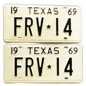 1969 Texas License Plates Pair #FRV14