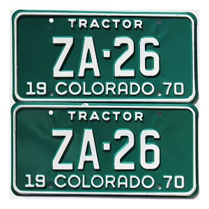1970 Colorado Tractor License Plates Pair #26