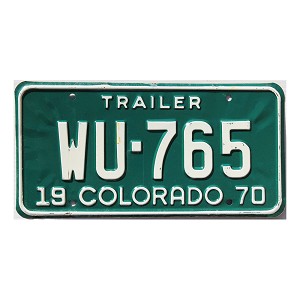 1970 Colorado Trailer License Plate #WU765