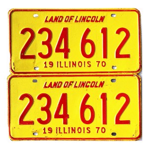 1970 Illinois License Plates Pair #234612