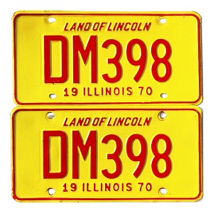 1970 Illinois License Plates Pair #DM398