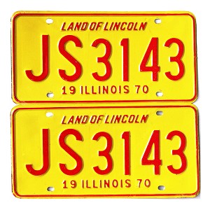 1970 Illinois License Plates Pair #JS3143