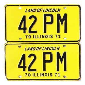 1970 Illinois PME License Plates Pair #42PM
