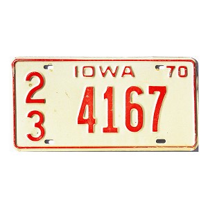 1970 Iowa License Plate #4167