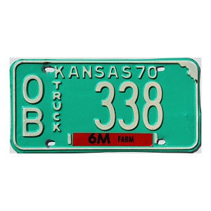 1970 Kansas Farm Truck License Plate #OB338