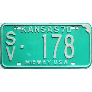 1970 Kansas License Plate #178
