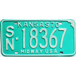 1970 Kansas License Plate #18367
