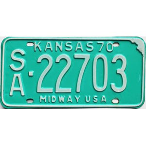 1970 Kansas License Plate #22703