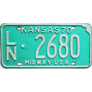 1970 Kansas License Plate #2680