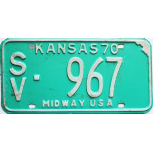 1970 Kansas License Plate #967