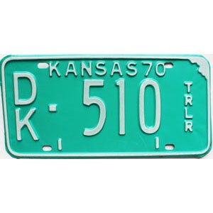 1970 Kansas Trailer License Plate #510