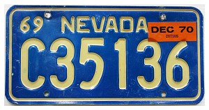 1970 Nevada License Plate #C35136
