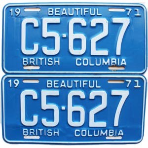 1971 British Columbia Truck License Plates Pair #C5627