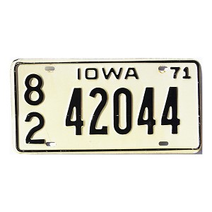 1971 Iowa License Plate #42044
