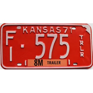 1971 Kansas Trailer License Plate #575