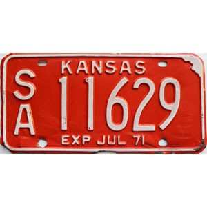 1971 Kansas License Plate #11629