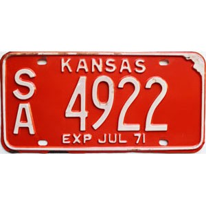 1971 Kansas License Plate #4922
