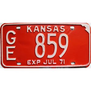 1971 Kansas License Plate #859