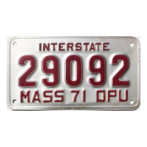1971 Massachusetts DPU License Plate #29092