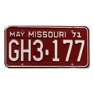 1971 Missouri License Plate #GH3177